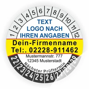 Prüfplaketten Individuell Wunsch Text Logo DGUV V3,UVV,BGV,D27,BGR,VDE Ø:30-40mm - Bild 1 von 10
