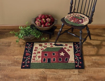 Red House Handcrafted Hooked Rug Primitive Country By Park Design 24" x 36" - Image 1 of 2