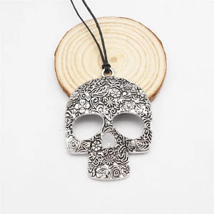 60 cm Retro Silver Skull Alloy Pendant Punk Style Braided Rope Necklace Jewelry - Picture 1 of 6