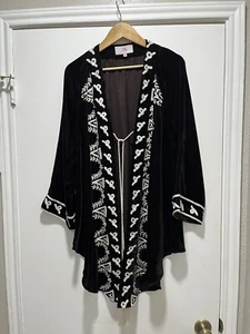 Roja Cardigan Woman’s X-Small Velvet Brown Embroidered Trim Lightweight Robe - Picture 1 of 6