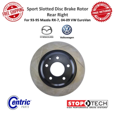 StopTech Sport Slotted Disc Brake Rotor Rear Right For Mazda RX-7 & VW EuroVan - Image 1 of 4