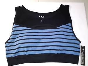 Sujetador Deportivo Bajo Control Negro~ Rayas Azules Bajo Impacto Talla 1X~NUEVO CON ETIQUETAS~~ - Imagen 1 de 4