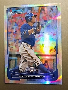 NYJER MORGAN 2012 TOPPS BOWMAN CHROME REFRACTOR INSERT ⚾️ BASEBALL CARD BREWERS