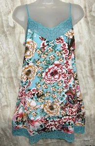 Josie Natori cami style nightie - Size S - multi-color floral Turquoise Dragon - Picture 1 of 10