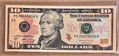 NEW UNCIRCULATED $10 TEN DOLLAR BILL, Fancy Number’s TRIPLE ZERO’S SERIES 2017A - Image 1 of 2