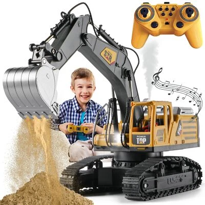Remote Control Excavator Toys for Boys14 Channel RC Digger Construction Toys ... - Image 1 of 4