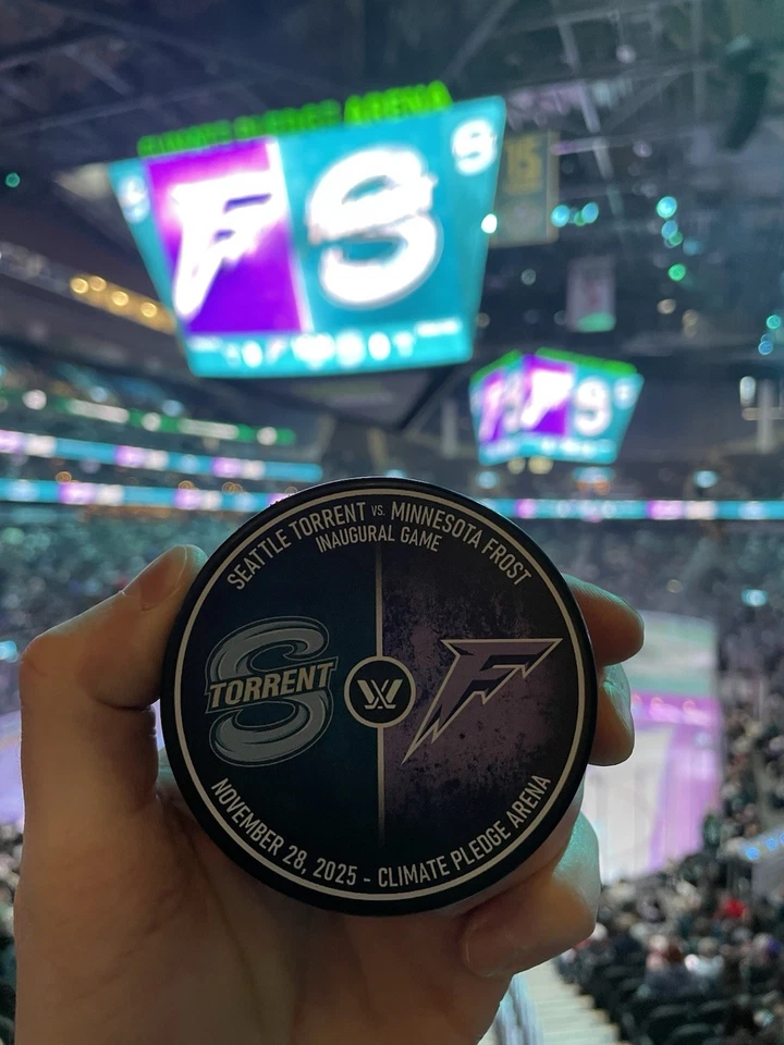 Seattle Torrent PWHL Inaugural Home Game Puck 11/28/25 vs Minnesota Frost - Image 1 of 2