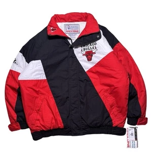Vintage 90s Mens Apex One Chicago Bulls Puffer Coat Jacket Size L Rare Jordan - Picture 1 of 6