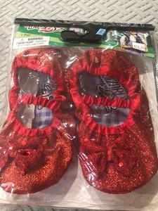 Scarpe ciabatte Wizard Of Oz Dorothy morbide rosso rubino scintillante bambino taglia Halloween - Foto 1 di 2
