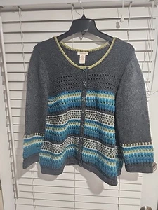 Sundance Catalog Womens Gray Striped Womens Cardigan Sweater NWOT Was $169 - Picture 1 of 6