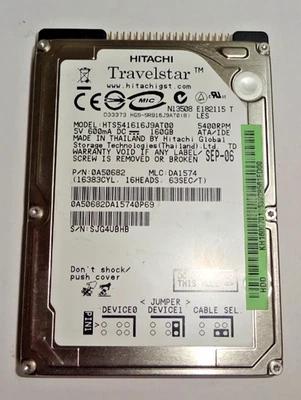 HITACHI *HTS541616JAT00* 160GB *** IDE HDD Notebook Festplatte 2,5 Zoll #NFP1475 - Bild 1 von 3