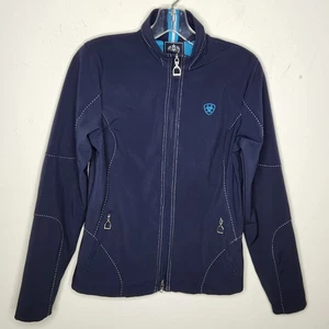 ARIAT Womens Small Softshell Jacket Equestrian Full Zip Navy Blue Embroidered  - Picture 1 of 8