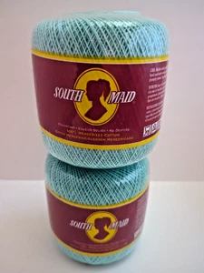 2-teiliges Set South Maid Farbe 450 Aqua Größe 10 350 Yards 100 % Baumwolle Häkelgarn - Bild 1 von 2