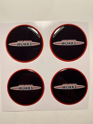 MINI Cooper conjunto de adesivos de tampa de roda 4 peças decalques emblema tampa central de resina cúpula 3D - Imagem 1 de 3