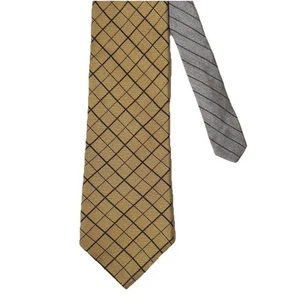 Tommy Hilfiger 100% Seide klassische Herren Krawatte gold silber blau gestreift - Bild 1 von 6