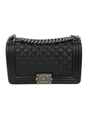 Chanel Caviar Quilted Medium Black Boy Flap Shoulder Bag EBAY LIVE - Image 1 of 4
