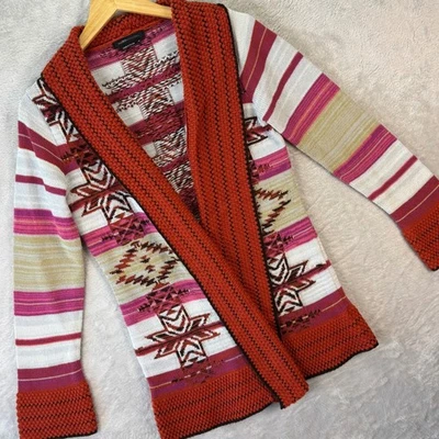 BCBGMAXAZRIA Women's M Southwest Aztec Stripe Open Front Knit Cardigan Sweater - Image 1 of 4