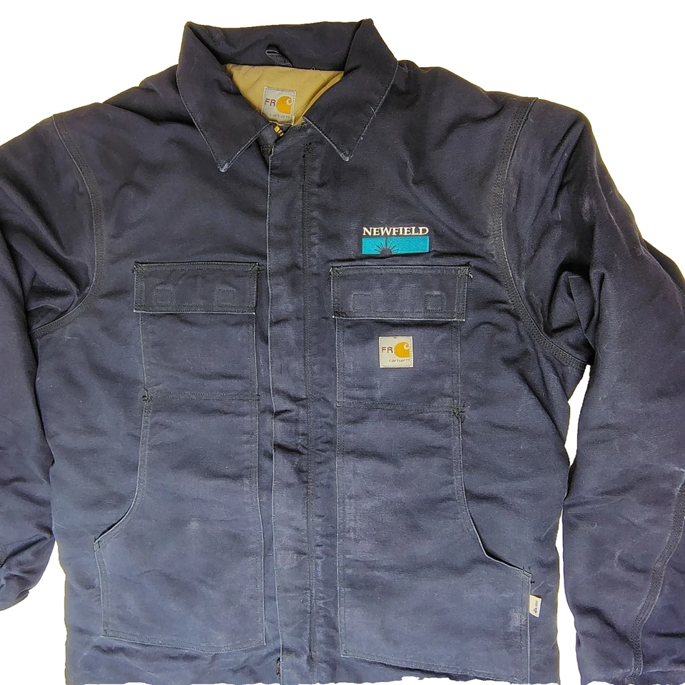 Carhartt FR Flame Resistant Men's XL Blue Overduck Coat Jacket Quilted Zip - Image 1 of 4