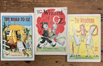 Vintage 70s WIZARD OF OZ Books L Frank Baum Rand McNally Paperback lot of 3 Foto 1 de 4