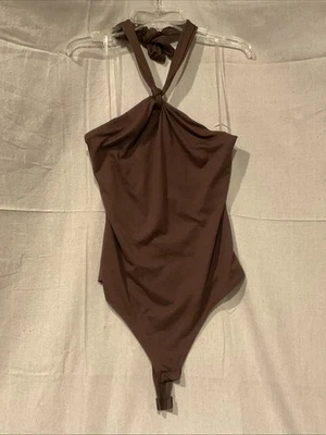 Gaze Medium Halter Leotardo Mujer Marrón, Entrepierna a Presión Foto 1 de 3