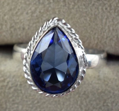 Anillo de hombre de 7,40 quilates natural azul pera de tanzanita certificado con piedras preciosas venta de año nuevo Foto 1 de 4