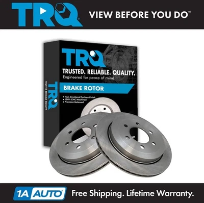 TRQ Rear Brake Rotors Set Solid For 2007-2017 Ford Expedition Lincoln Navigator - Image 1 of 4