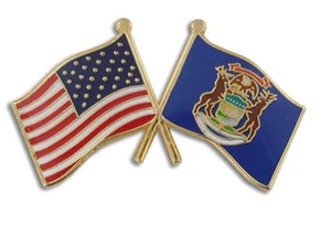 MICHIGAN STAATSFLAGGE UND USA ANSTECKNADEL - Bild 1 von 1