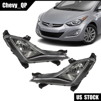 For 2014-2016 Hyundai Elantra Front Bumper Fog Light Lamps Clear Lens Left+Right — 第 1/4 张图片