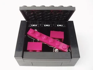 Magenta Cufflinks Tie Slide & GIFT BOX made with LEGO Bricks wedding clip favour - Picture 1 of 1