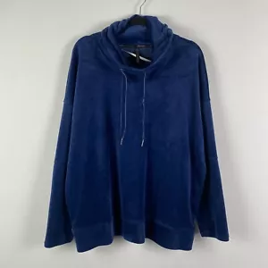Calvin Klein Velour Cowl Neck Drawstring Performance Sweatshirt Size 1X Blue - Picture 1 of 10
