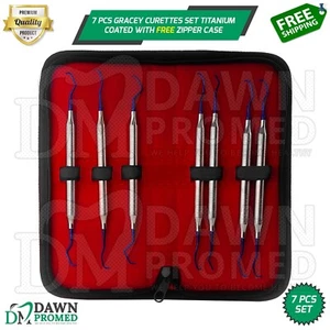 7 Pcs Gracey Curettes Set Titanium Coated Periodontal Scaler W/FREE Zipper Case - Bild 1 von 8