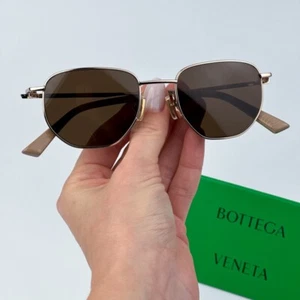 Gafas de sol Bottega Veneta para hombre doradas marrones divididas Panthos BV1301S 002 NUEVAS - Imagen 1 de 20