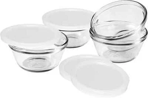Glass Ramekins, tazze da crema pasticcera in vetro da 6 once con coperchi, set di 4 - Foto 1 di 2