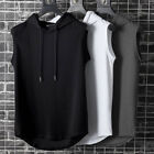Mens Sleeveless Hoodie Fitness Gym Hooded  Casual Sports Shirt Vest Tank Tops