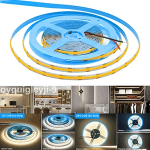 5V 12V 24V COB LED Strip Light 320 480 LEDs High Density Linear Lighting 1M-10M - Picture 1 of 22