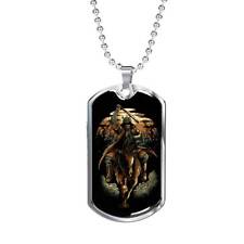 Samurai Rider Necklace Stainless Steel or 18k Gold Dog Tag 24" Chain