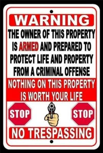 Warning Owner Is Armed And Prepared To Protect Not Worth Your Life Metal Sign / - Picture 1 of 6