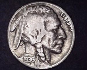 1936 S Buffalo Nickel - VF Condition - Picture 1 of 2