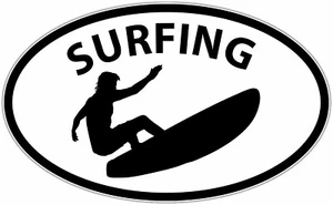 Surfing Sport Oval Car Bumper Window Sticker Decal 6"X4" - Picture 1 of 1