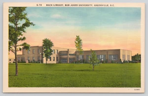 Postcard Greenville South Carolina Bob Jones University Mack Library - Picture 1 of 2
