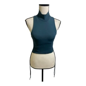 Zara Damen High Neck Rüschen Seite Crop Gr. Small Blau. - Bild 1 von 8