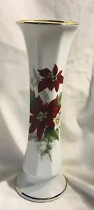 Vintage Gloria Poinsettia Christmas Flower Vase Bayreuth Handwork West Germany - Picture 1 of 9