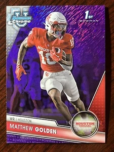 2023 Bowman Chrome U Matthew Golden Purple Shimmer Refractor SP Houston - Picture 1 of 1