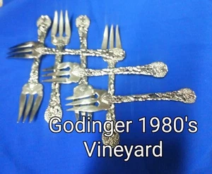 Godinger Silverplate Pie Server + 7 Salad Forks Vineyard Pattern - Picture 1 of 6