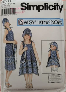 Simplicity 9731 DAISY KINGDOM Girls Sz 3-8 /Ladies Sz 6-18 / Doll SUNDRESS FF UC - Picture 1 of 3