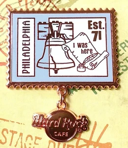 2015 HARD ROCK CAFE PHILADELPHIA RETRO STAMP I WAS HERE SERIES LIBERTY BELL PIN - Picture 1 of 2
