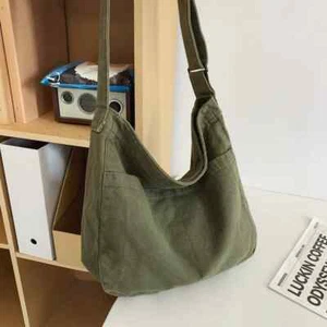 Canvas Hobo Crossbody Shoulder Tote Bag for Women and Men W/Multi-pocket - Picture 1 of 46