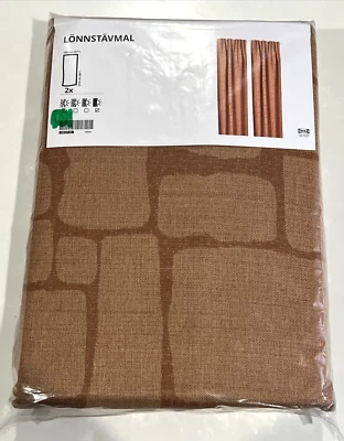 Шторы затемненные IKEA LONNSTAVMAL 1 пара светло-красно-коричневые 57x84 дюйма новые 005.571.45 - Изображение 1 из 4