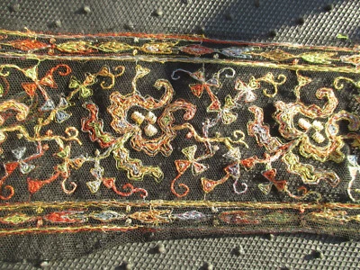 Beau galon broderie sur tulle ancien 1910 2 m x 11 cm - Photo 1/4