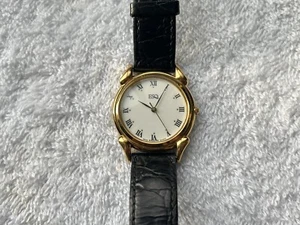 Vintage ESQ by Movado 1990s Gold Plated Fancy Lugs Quartz Swiss Made Watch - Picture 1 of 10
